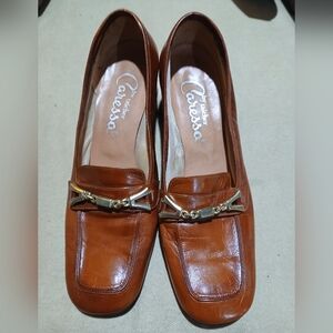 Vintage Caressa Brown Leather Heels with Horsebit Detail EUC Size 7.5